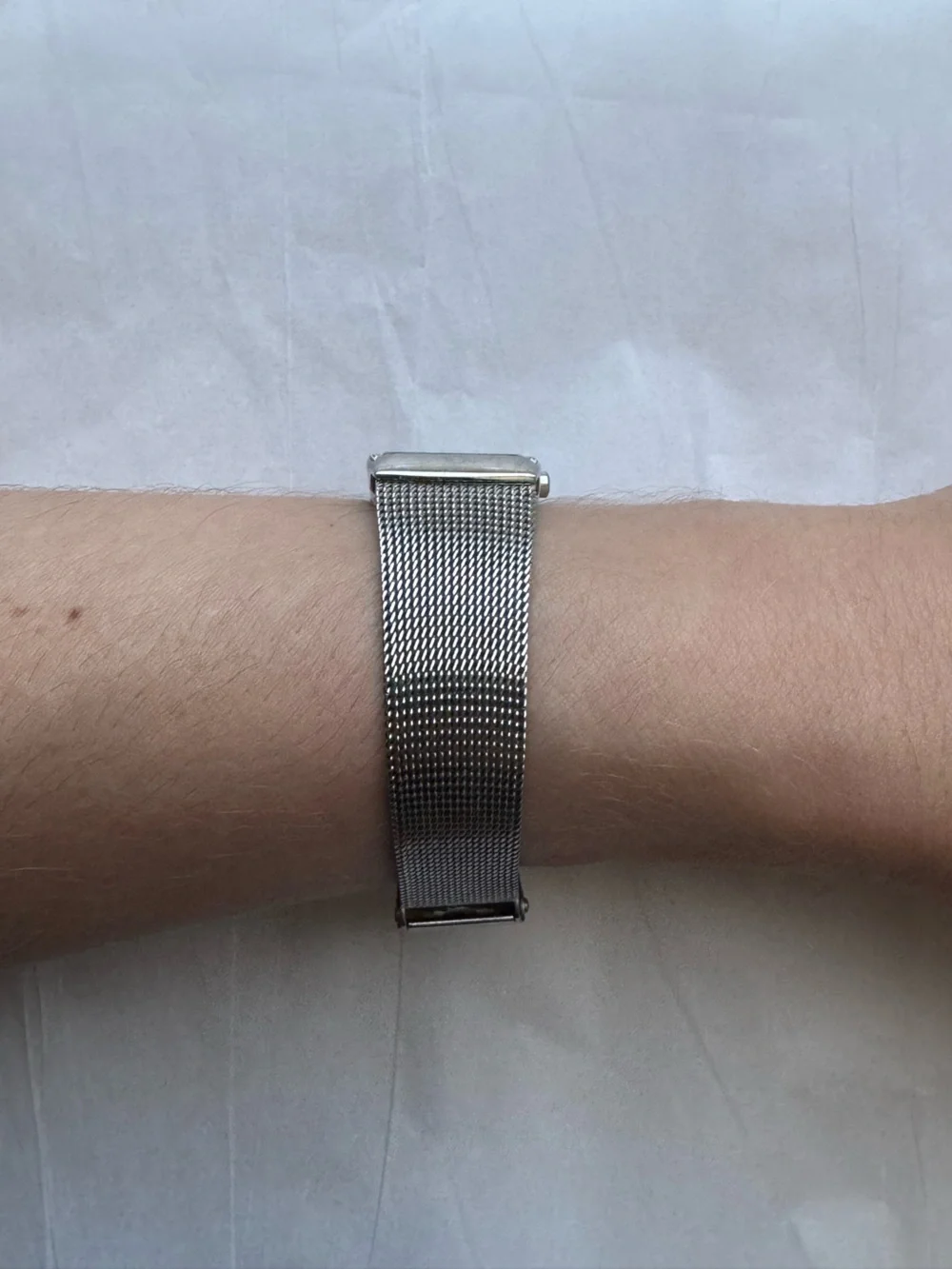 Skagen Denmark Platinum Plated Crystal Accent Mesh Watch